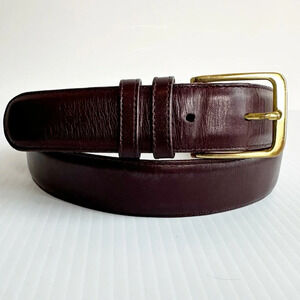 Mens Coach Leather Belt Size 40 Burgundy With Gold/Brass Buckle Work Office
